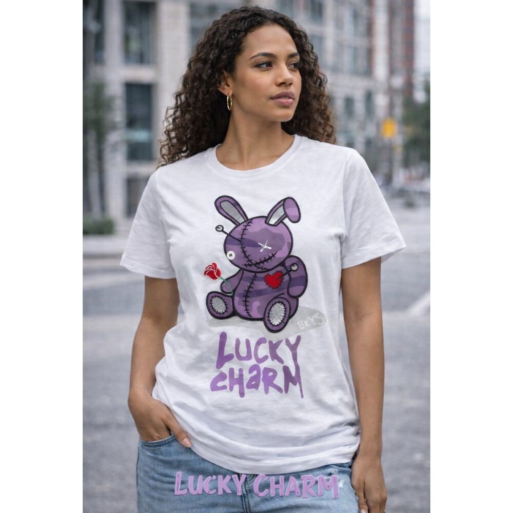 BKYS Lucky Charm Voodoo Bunny Graphic T-Shirt White Size L Women